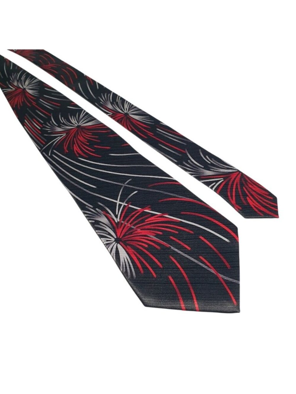 Alberto Zerra Mens Tie Fireworks Red Silver Black Formal Silk Gift Holiday 58" x